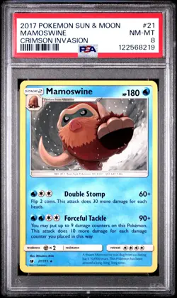 2017 POKEMON SUN & MOON CRIMSON INVASION #21 MAMOSWINE PSA 8 - Image 1