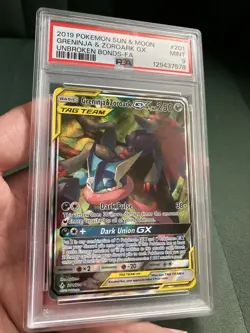 Pokemon Greninja & Zoroark GX 201/214 Full Art Unbroken Bonds PSA 9 - Image 2