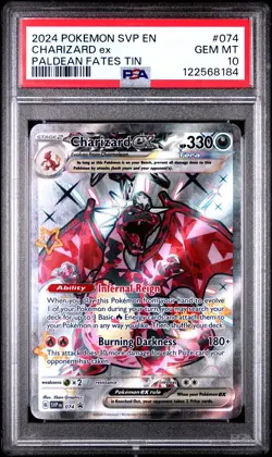 2024 POKEMON SVP EN-SV BLACK STAR PROMO PALDEAN FATES TIN CHARIZARD EX PSA 10 - Image 1