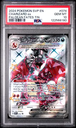 2024 POKEMON SVP EN-SV BLACK STAR PROMO PALDEAN FATES TIN CHARIZARD EX PSA 10 - Image 1