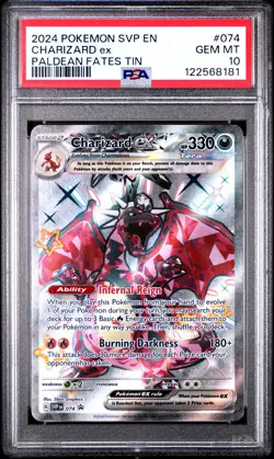 2024 POKEMON SVP EN-SV BLACK STAR PROMO PALDEAN FATES TIN CHARIZARD EX PSA 10 - Image 1