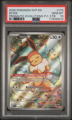 2025 POKEMON SVP PRISMATIC EVOLUTIONS POKEMON CENTER ETB PROMO #173 EEVEE PSA 10 - Image 1