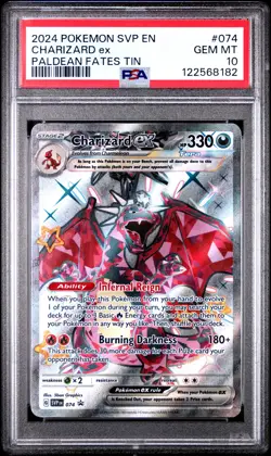 2024 POKEMON SVP EN-SV BLACK STAR PROMO PALDEAN FATES TIN CHARIZARD EX PSA 10 - Image 1