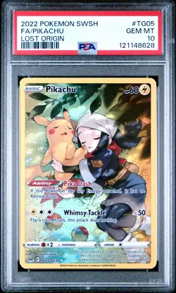 2022 POKEMON SWORD & SHIELD LOST ORIGIN #TG05 FULL ART/PIKACHU PSA 10 - Image 1