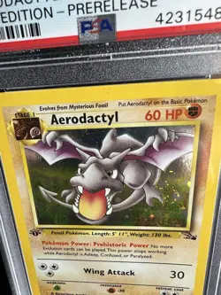 🍒 1999 Aerodactyl 1st Edition Prerelease PSA 8 Holo Fossil Pokemon Card + BONUS - Image 3