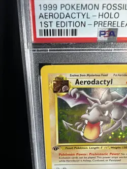 🍒 1999 Aerodactyl 1st Edition Prerelease PSA 8 Holo Fossil Pokemon Card + BONUS - Image 4