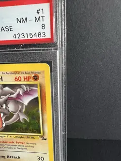 🍒 1999 Aerodactyl 1st Edition Prerelease PSA 8 Holo Fossil Pokemon Card + BONUS - Image 5