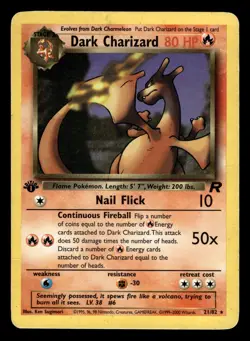 Charizard 21/82 1st Edition Rare Team Rocket Set Pokemon Card - Image 1
