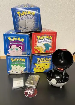 Burger King 1999 Pokemon 23K Gold Plated Trading Cards Complete Set 6 Poke Balls - Image 1