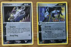 Pokemon Cards Poochyena Mightyena Set Ex Deoxys /107 Reverse Holo Rare Stamped - Image 1
