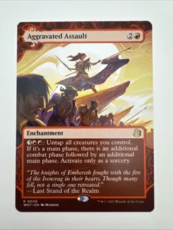 Aggravated Assault MTG Wilds of Eldraine: Enchanting Tales NM Rare - Image 1