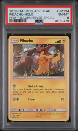 2019 POKEMON SM BLACK STAR PROMO #SM234 PIKACHU-HOLO PSA 8 - Image 1