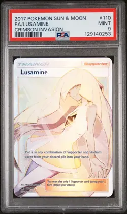 2017 Pokemon - Sun & Moon Crimson Invasion - Lusamine 110/111 Trainer - PSA 9 - Image 1