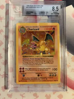 1999 POKEMON BASE SET SHADOWLESS #4 CHARIZARD HOLO R BGS 8.5 - Image 1