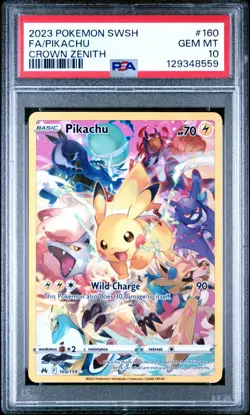2023 POKEMON SWORD & SHIELD CROWN ZENITH #160 FULL ART/PIKACHU PSA 10 - Image 1