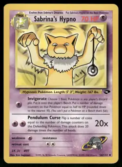 Sabrina's Hypno 056/132 Uncommon Unlimited NM Pokemon Gym Challenge - Image 1