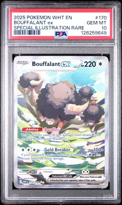 2025 POKEMON WHT EN-WHITE FLARE SPECIAL ILLUSTRATION RARE BOUFFALANT EX PSA 10 - Image 1