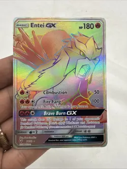 Entei GX (Secret Rare) 74/73 Pokemon Shining Legends English Rainbow NM - Image 1