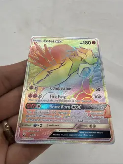 Entei GX (Secret Rare) 74/73 Pokemon Shining Legends English Rainbow NM - Image 3