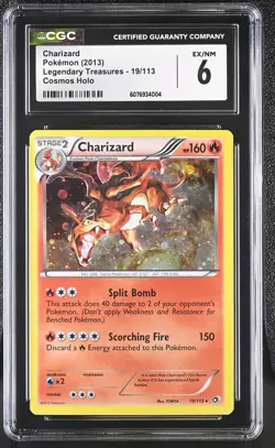 2013 POKEMON LEGENDARY TREASURES CHARIZARD #19 COSMOS CGC 6 EX #6076934004 - Image 1