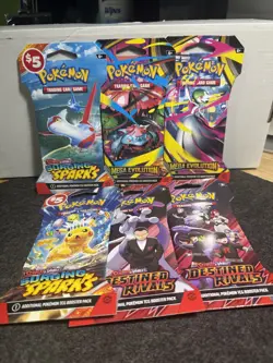 Sealed Pokemon TCG 6 Pack Lot MEGA EVOLUTIONS DESTINED RIVALS SURGING SPARKS - Image 1