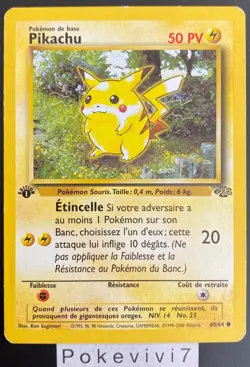 Carte Pokemon PIKACHU 60/64 Commune JUNGLE EDITION 1 Wizards FR OCCASION - Image 1