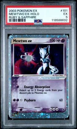 2003 POKEMON EX RUBY & SAPPHIRE #101 MEWTWO EX-HOLO PSA 5 - Image 1