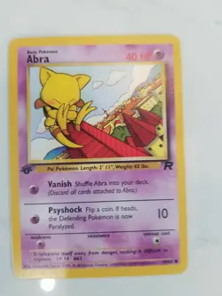 2000 Pokemon Team Rocket No 49 1st Edition Abra Vintage NearMint To Mint - Image 1