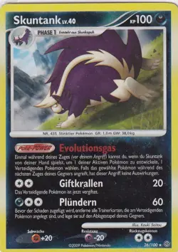 Pokemon Karte Card Game D&P Sturmtief Nr. 26/100 Skuntank Reverse Holo deutsch - Image 1