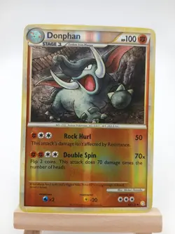 Phanpy 77/123 & Donphan 40/123 HeartGold SoulSilver Reverse Holos Pokemon Cards - Image 2