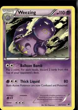 Pokemon Weezing 28/124 Fates Collide Non Holo Uncommon 2 Card Lot LP - Image 1