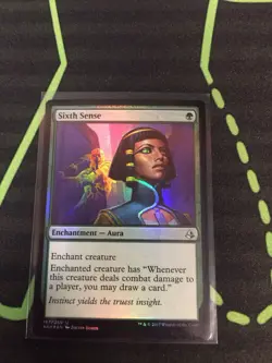 MTG Magic The Gathering Sixth Sense Foil AKH Green Card Draw Commander - Image 1