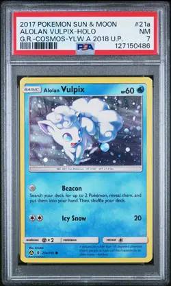 2017 POKEMON SUN & MOON GUARDIANS RISING #21A ALOLAN VULPIX-HOLO PSA 7 - Image 1