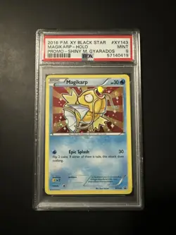 2016 POKEMON XY BLACK STAR PROMO SHINY MEGA GYARADOS #XY143 MAGIKARP-HOLO PSA 9 - Image 1