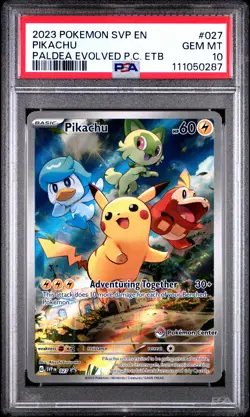 2023 POKEMON SVP EN-SV BLACK STAR PROMO #027 PIKACHU PSA 10 - Image 1