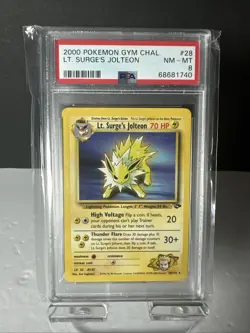 2000 Pokemon Gym Challenge Lt. Surge’s Jolteon 28/132 Rare PSA 8 NM-MT - Image 1