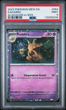 2023 POKEMON MEW EN-151 064 KADABRA ALAKAZAM EX BOX PSA 9 MINT - Image 1