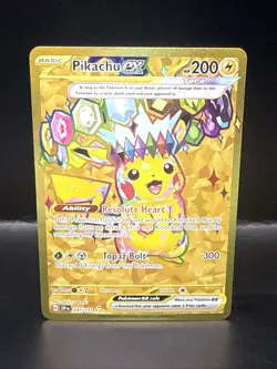 Pokemon TCG Pikachu EX Surging Sparks Holo Hyper Rare Gold 247/191 - Image 1