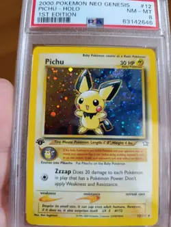 2000 Pokemon Pichu 1st Ed. Neo Genesis Rare Holo #12 PSA 8 - Image 3