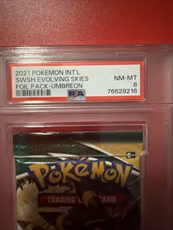 2021 Pokemon Evolving Skies Umbreon Art Sealed Booster PSA 8 NM-MT - Image 2