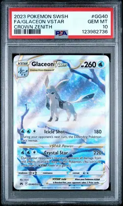 2023 POKEMON SWORD AND SHIELD CROWN ZENITH GG40 FULL ART/GLACEON VSTAR PSA 10 - Image 3