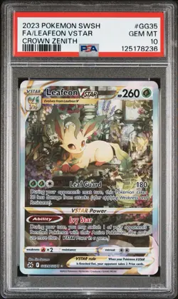 2023 POKEMON SWORD & SHIELD CROWN ZENITH #GG35 FULL ART/LEAFEON VSTAR PSA 10 - Image 1