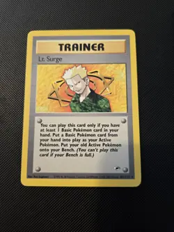 Pokemon Card - Lt Surge 101/132 Non Holo Rare Gym Heroes Set WOTC - NM - Image 1