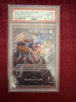 PSA 10 Monkey D Luffy OP05-060 PSA Magazine Exclusive Graded One Piece Card - Image 1