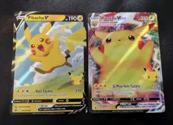 Pikachu V SWSH143 & Pikachu VMAX SWSH062 Black Star Promo Pokemon Card Set HP - Image 1
