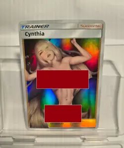 Cynthia Trainer 3D R18 Full Art Holo Sexy Waifu Pokemon Card nukige nude - Image 1
