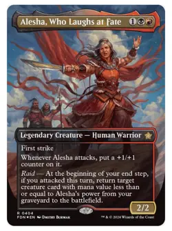 Alesha, Who Laughs at Fate (Borderless) (Mana Foil) Foundations Foil - Image 1
