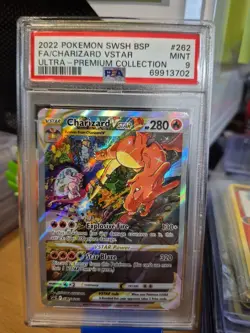 2022 POKEMON SWSH BLACK STAR PROMO 262 FULL ART/CHARIZARD VSTAR PSA 9 69913702 - Image 1