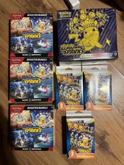 Pokemon Surging Sparks 36 Packs 1 ETB Booster Bundle Hanger Box X 3 New Sealed - Image 2