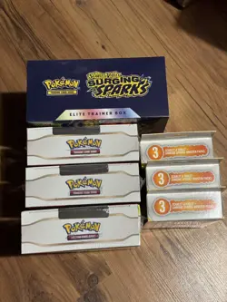 Pokemon Surging Sparks 36 Packs 1 ETB Booster Bundle Hanger Box X 3 New Sealed - Image 3